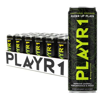 PLAYR1 Functional Hydration Drink with Caffeine, Vitamins, Calming, Flavored Beverage, Non-Carbonated, No Artificial Sugars, Colors, or Flavor (Puckr Up)