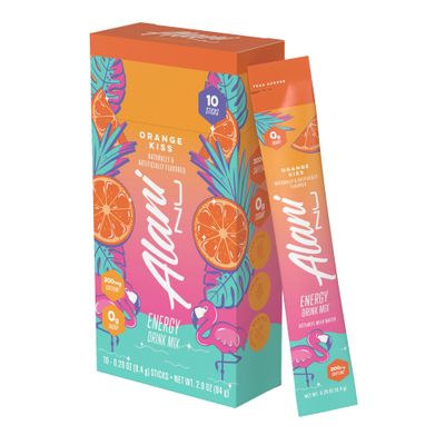 Alani Nu ORANGE KISS Energy Sticks, Energy Drink Powder, 200mg Caffeine, Pre Workout Performance with Antioxidants, On-The-Go Drink Mix, Biotin, B Vitamins, Zero Sugar, 5-10 Calories, 10 Pack