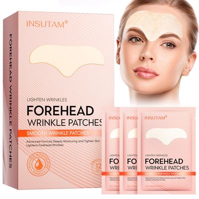 Insutam Forehead Wrinkle Patches for Anti-wrinkles: Overnight Face Wrinkles Patches to Lift Smile Lines for Women (12PICS, Rose Gold)