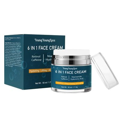 6-in-1 Face Cream for Men with Retinol, Hyaluronic Acid, Niacinamide Caffeine, Face Neck Moisturizer for Mens Anti-Aging, Retinol Cream for Face Dark Circle, Wrinkles and Puffiness, 1.7 oz