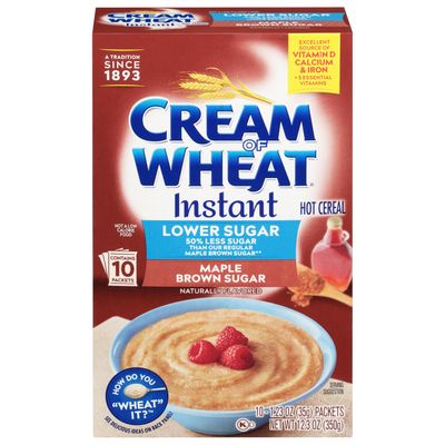 Cream of Wheat Instant Lower Sugar Maple Brown Sugar, 12.3 Ounce, 10 Packets (Pack of 6)