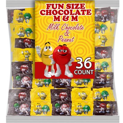MM Bulk Chocolate Candy Variety Pack, 36 Count Individually Wrapped Fun Size Packets, Milk Chocolate, Peanut Assortment Mix, Bulk Candy Bags for Kids Party Favors, Birthdays, Snacking