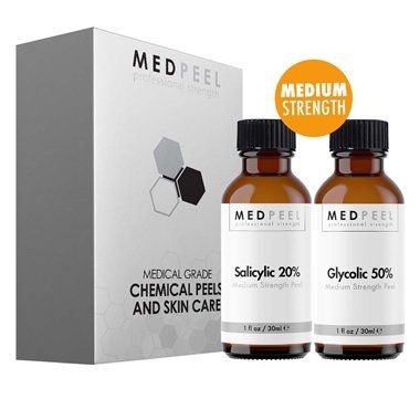 MedPeel Alpha Beta Hydroxy Acid Essential Peel Kit, 20 Salicylic and 50 Glycolic, Includes 2 Peels, Prep and Neutralizer, Medium Strength Chemical Face Peels, 1oz30ml (Kit of 4)