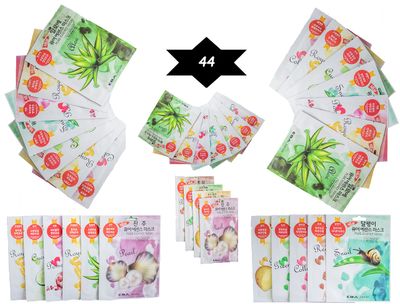 Eba nature 44 Pcs Combo-Pack, Premium Korean Pure Essence Facial Mask Sheet (11 Types x 4 pcs), hydrating. moisturizing