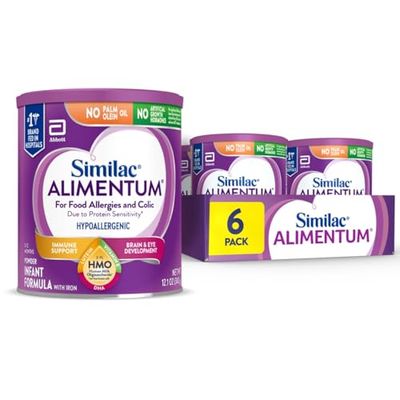 Similac Alimentum with 2 -FL HMO Hypoallergenic Infant Formula, for Food Allergies and Colic, Suitable for Lactose Sensitivity, Baby Formula Powder, 12.1-oz Value Can, Pack of 6