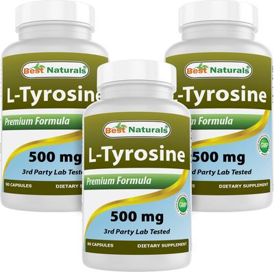Best Naturals L-Tyrosine 500 mg 90 Capsules (90 Count (Pack of 3))