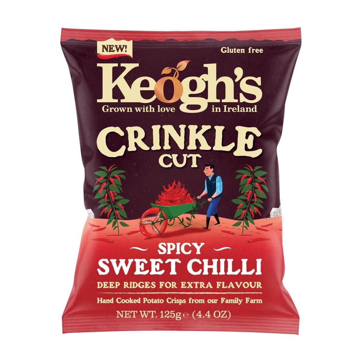 Keogh&#39;s Crinkle Cut Spicy Sweet Chilli Potato Crisps, 4.4 oz, Pack of 3