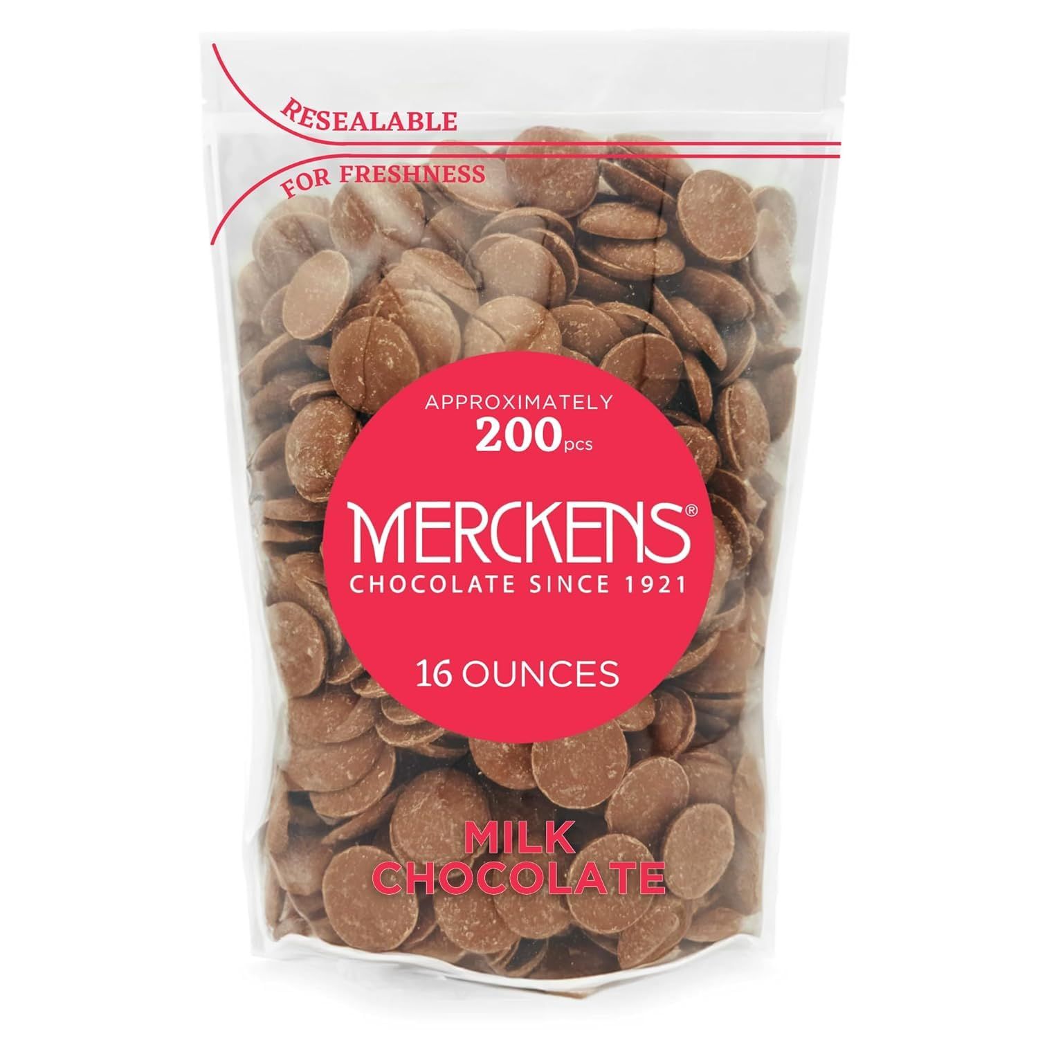 KIDU Merckens Chocolate Melting Wafers 16 Ounces Bulk Perfect For Dipping, Deserts, Baking And More - 1 Pound (Milk New)