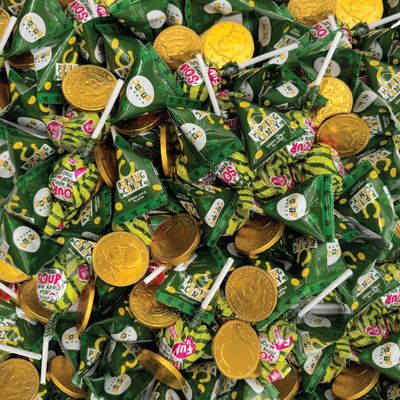 St. Patrick&#39;s Day Candy Assortment - 3 Pound Bulk Pack - Milk Chocolate Gold Coins, Sour Apple Popping Rocks and Gum-Filled Lollipops