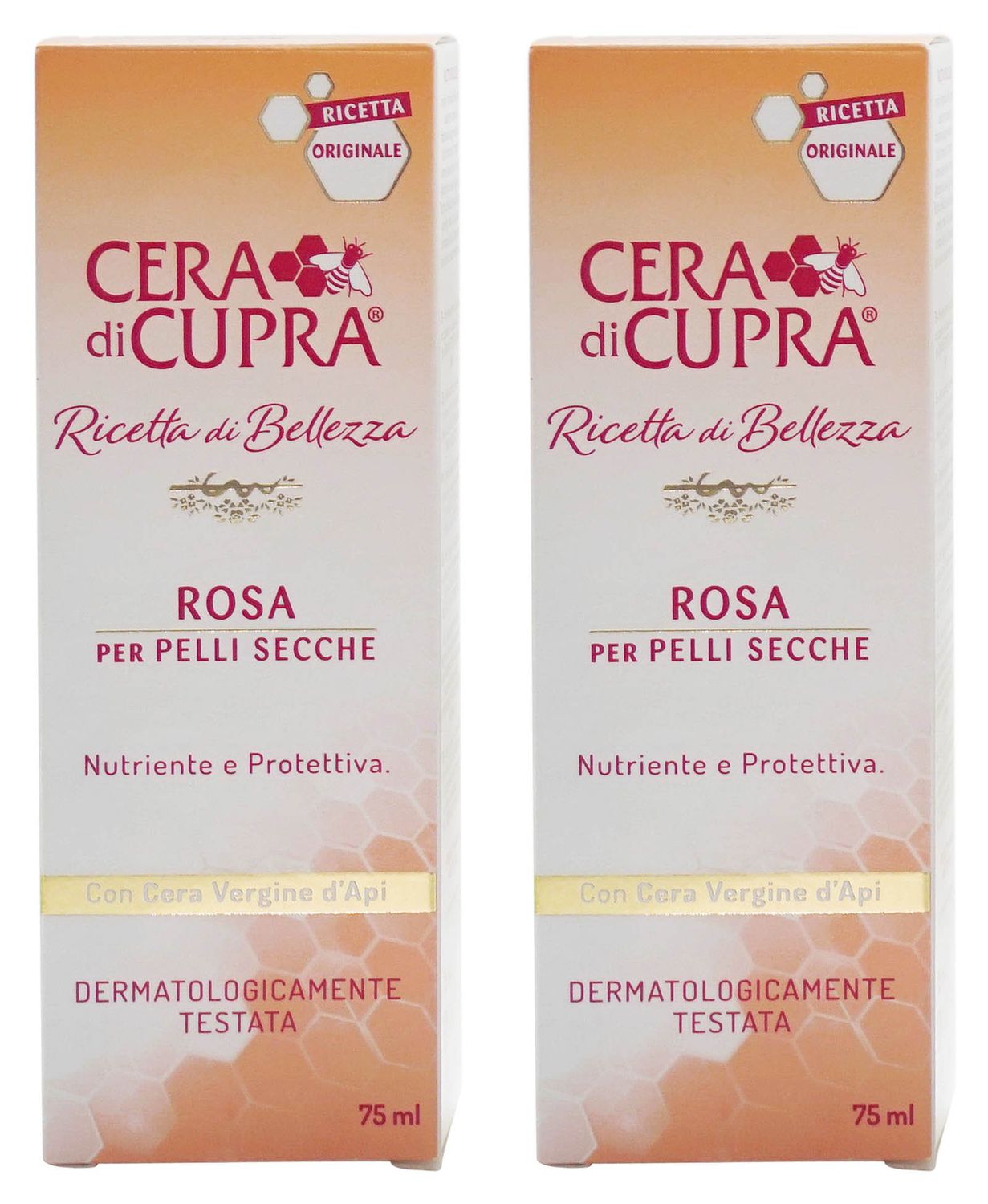 Cera di Cupra &quot;Rosa per Pelli Secche&quot; Cream for Dry Skin, Anti-age Formula - 2.5 Fluid Ounces (75ml) Tubes (Pack of 2) [ Italian Import ]