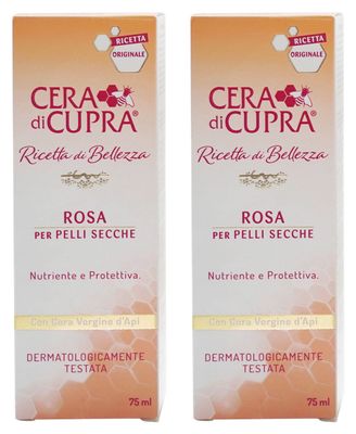 Cera di Cupra &quot;Rosa per Pelli Secche&quot; Cream for Dry Skin, Anti-age Formula - 2.5 Fluid Ounces (75ml) Tubes (Pack of 2) [ Italian Import ]