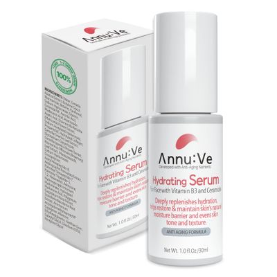 AnnuVe Hyaluronic Acid Serum For Face with Vitamin B3 and Ceramides Hydrating Face Serum for Dry Skin Fragrance Free 1.0 fl.Oz