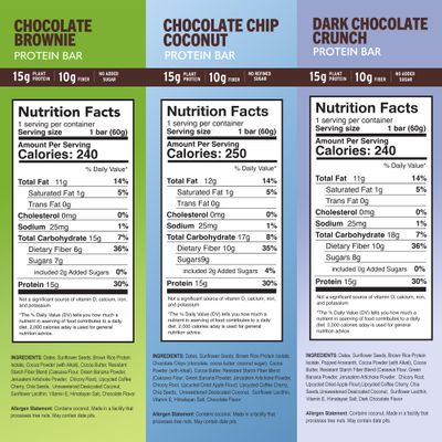 Amrita Nut Free Vegan Protein Bars (12 CT) Chocolate Variety Pack 15g Plant-Based Protein Bar Peanut-Free, Gluten Free, and Dairy-Free No Added Sugar, High Fiber, Healthy Snacks for KidsAdults