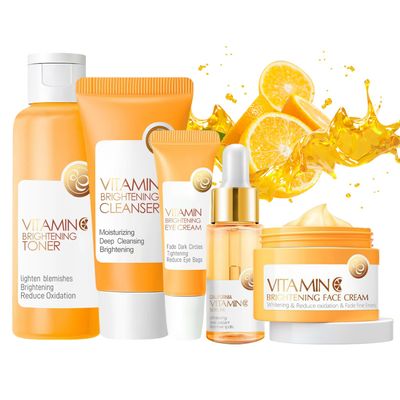 Skin Care Set, 5Pcs Vitamin C Skin Care Sets Kits, Skin Care for Teenage Girls Gift Set with Cleanser, Toner, Serum, Eye Cream, Facial Cream, Facial Skin Care Sets Kits