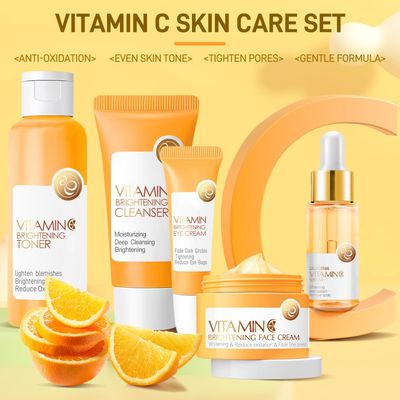 Skin Care Set, 5Pcs Vitamin C Skin Care Sets Kits, Skin Care for Teenage Girls Gift Set with Cleanser, Toner, Serum, Eye Cream, Facial Cream, Facial Skin Care Sets Kits