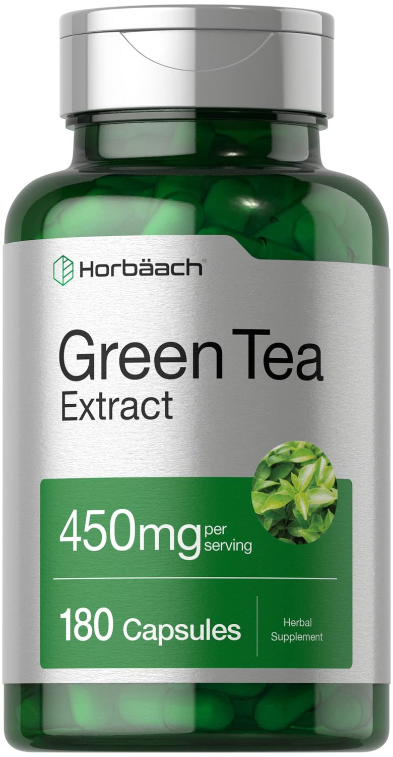 Horb ach Green Tea Extract Capsules 450mg 180 Count Herbal Supplement Non-GMO and Gluten Free