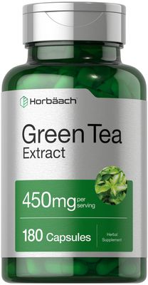Horb ach Green Tea Extract Capsules 450mg 180 Count Herbal Supplement Non-GMO and Gluten Free