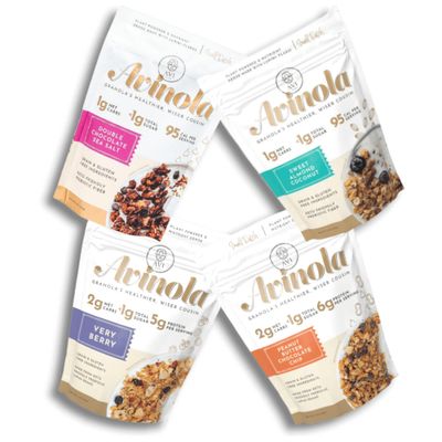 Superfood Granola- Grain-Free, Keto, No Sugar Added - No oats, Superfood Snack made from lupini beans with Berry Flavors, Gluten-Free (4-Pack, Variety Pack)