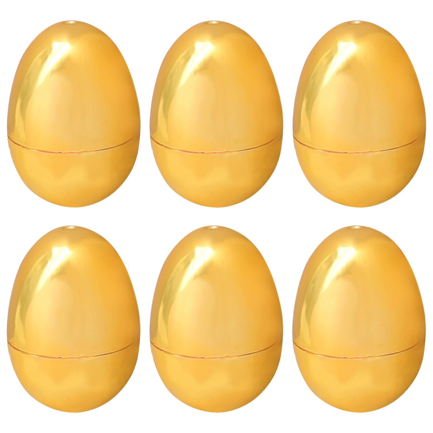 inheming 6 PCS Gold Easter Eggs, Empty Plastic Easter Eggs, Fillable Eggs for Candy, Chocolate, Money and Easter Stuff, Easter Egg Hunts
