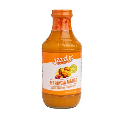 JazzUp Mariachi Mango Real Fruit Syrup for Non-Alcoholic Drink Mixing, Pancakes and Desserts - 16 fl oz (Real Fruit: Mangoes, Strawberries and Banana)