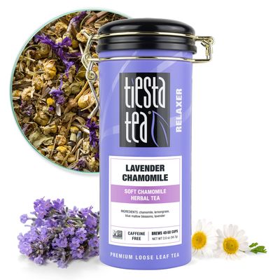 Tiesta Tea - Lavender Chamomile Herbal Tea Loose Leaf Calming Blend with Chamomile Lavender Lemongrass Caffeine-Free Herbal Great for Hot or Iced Brews Refillable Tin 50 Cups 2 Ounce