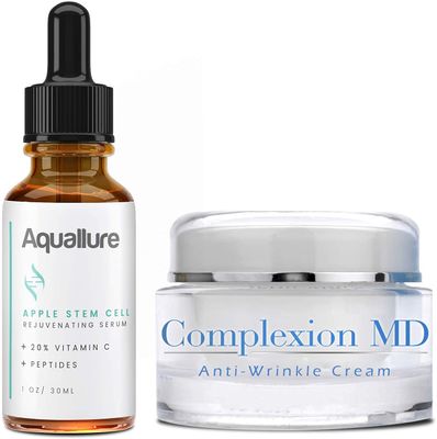 Complexion MD Anti-Aging Skin Care - Aquallure Apple Stem Cell Rejuvenating Serum - Anti Wrinkle Cream - Reduce Fine Lines Wrinkles - with Peptides Hyaluronic Acid (Bundle) (1 oz Each) (2 items)