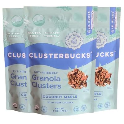 Lil Bucks Clusterbucks Gut Friendly Clusters made with Regenerative Organic Sprouted Buckwheat, Gluten Free Snack (Coco Maple, 3 Pack)
