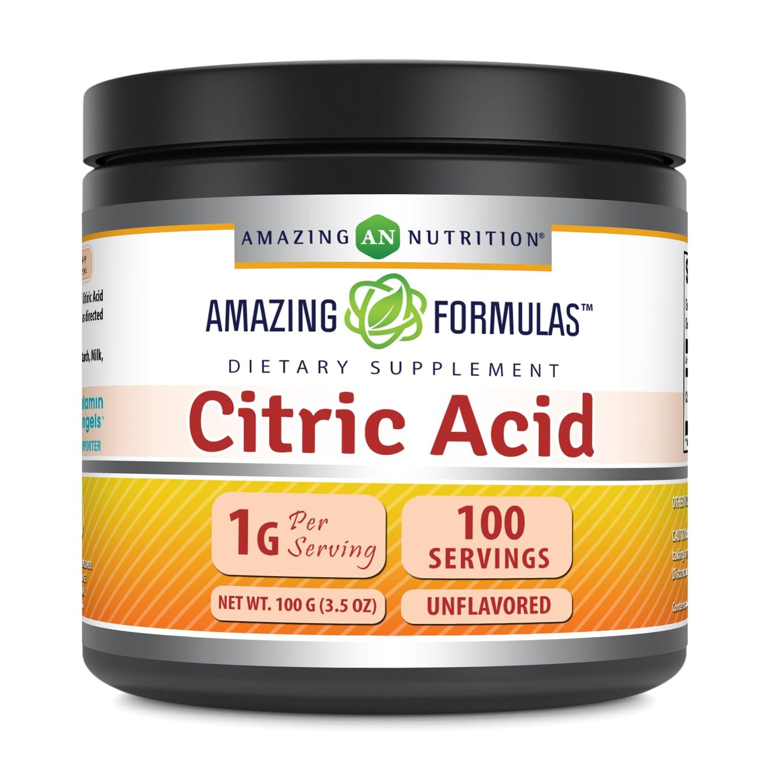 Amazing Formulas Citric Acid Powder Supplement 100 Grams Per Serving 454 Servings Unflavored Non-GMO Gluten-Free Made in USA
