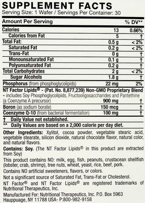 Nutritional Therapeutics - NT Factor with CoQ10 100 MG 30 Chewable Wafers Chocolate