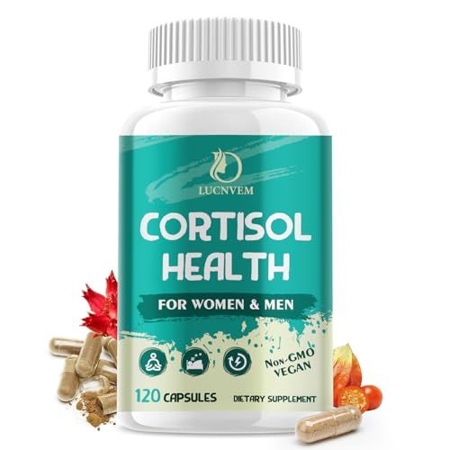 LUCNVEM Cortisol Supplement for Women Men, Cortisol Reducer Detox Manager, AshwagandhaRhodiola RoseaMagnesium and L-theanine Complex for MoodFocus Sleep- 60 Day Vegan Supply