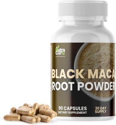 Nutra Guru Black Maca Root Supplement - 90 Vegan Maca Root Capsules for Energy Support, Mood Balance, Mental Focus, Memory Enhancement