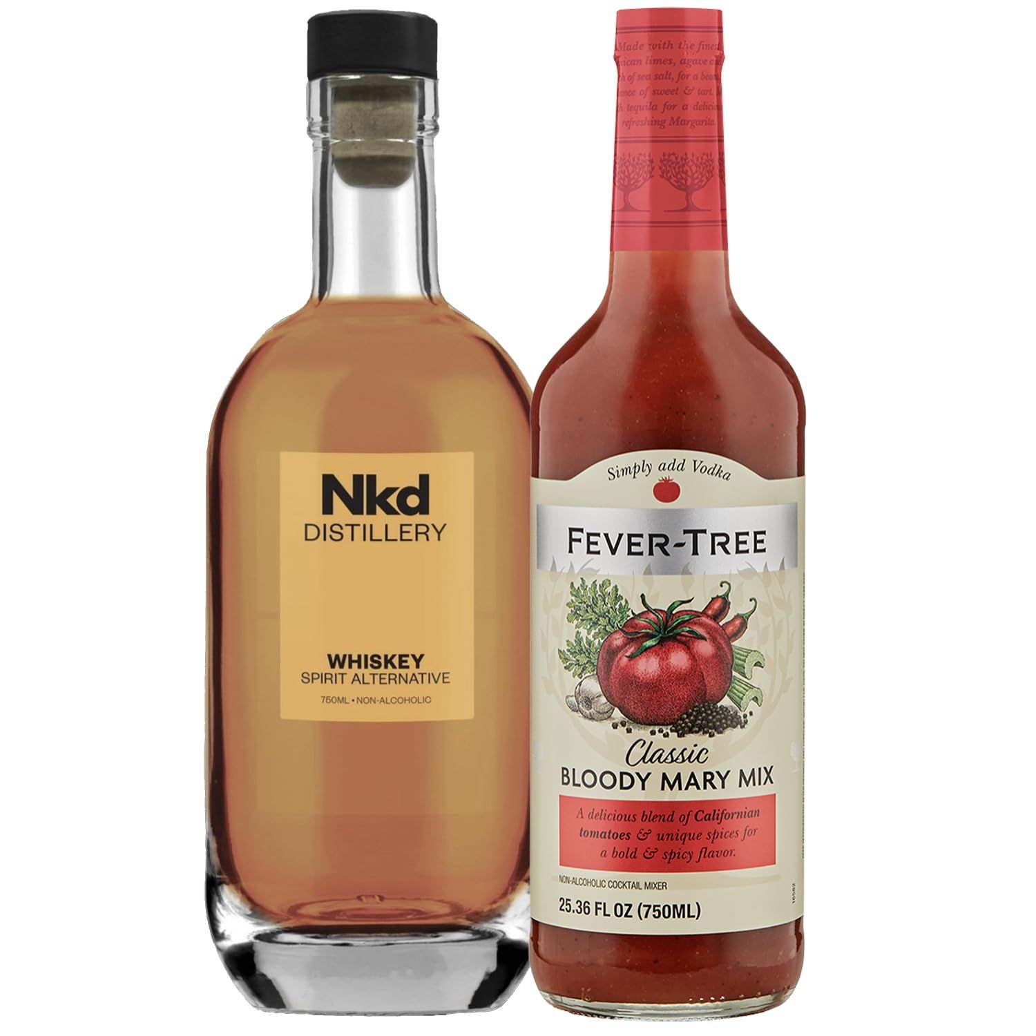 Nkd Distillery Whiskey Alternative Premium Non-Alcoholic Spirit - Zero Alcohol With Fever Tree Bloody Mary Bottle