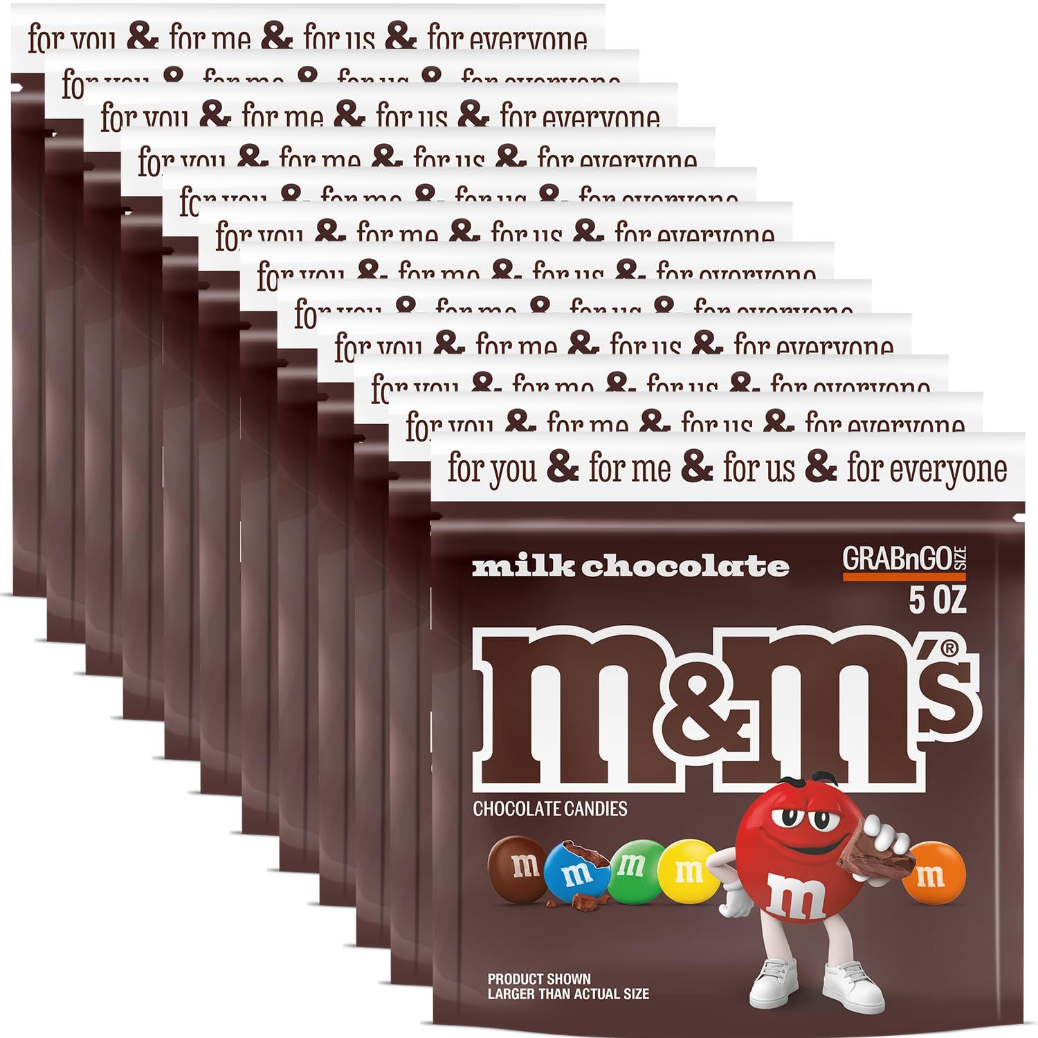 MM&#39;S Milk Chocolate Candy Bulk Pack - 5 oz Grab N Go Resealable Bags (Pack of 12), Party Size, Individually Wrapped Chocolate Snacks - Ideal for Office, Travel, Gifts, Candy Bowls, and Family Treats