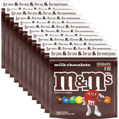 MM&#39;S Milk Chocolate Candy Bulk Pack - 5 oz Grab N Go Resealable Bags (Pack of 12), Party Size, Individually Wrapped Chocolate Snacks - Ideal for Office, Travel, Gifts, Candy Bowls, and Family Treats