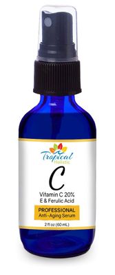 Tropical Holistic Vitamin C Serum 2 Fl Oz with Vitamin E, Ferulic Acid Green Tea For Anti Aging, Anti-Wrinkle Face, Eye Area, Wrinkles, Fine Lines, Dark Circles and Puffiness