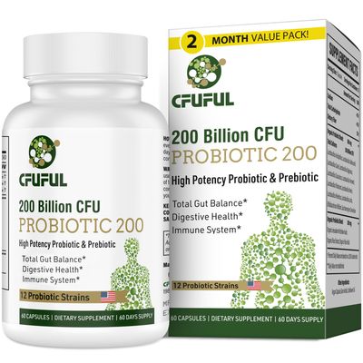 Probiotics for Women Men - 200 Billion CFU 12 Strains Probiotics for Digestive Health Gut Immune Health, Energy, with Organic prebiotics and probiotics Shelf Stable for Bloating 60 Capsules