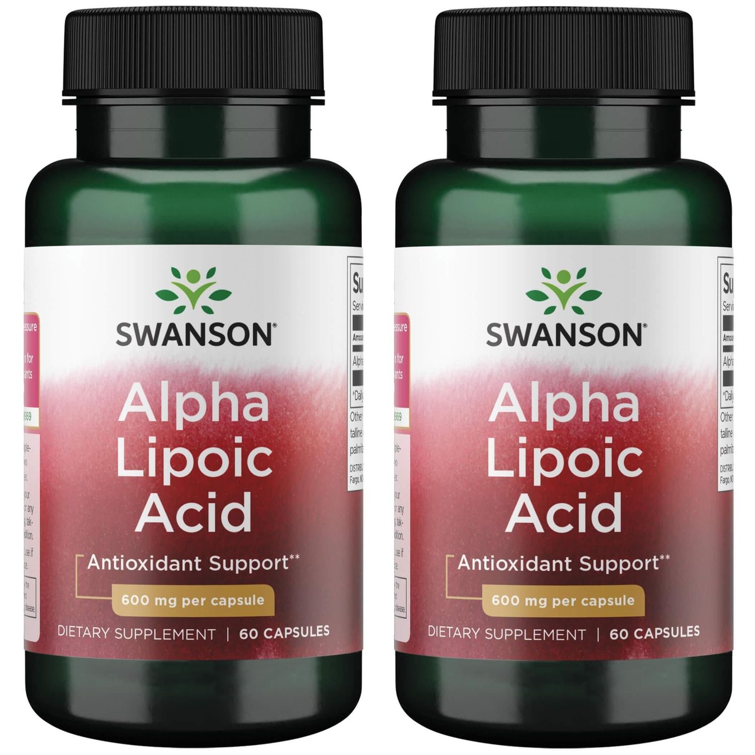 Swanson Alpha Lipoic Acid - Natural Supplement Supporting Healthy Blood Pressure Levels Already Within a Normal Range - Promotes Carbohydrate Metabolism - (60 Capsules, 600mg Each) (2 Pack)