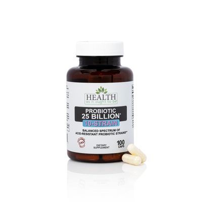 Health As It Ought To Be Probiotic (10 Strain) 25 Billion CFUs Supplement Physician Formulated Balanced Spectrum of AcidResistant Probiotic Strains 100 Veggie Caps