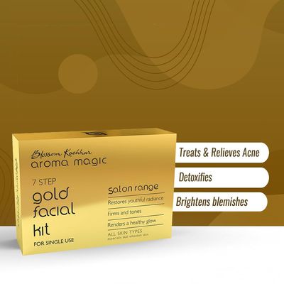 Aroma Magic Gold Facial Kit 7-Step Skincare for Radiant Toned Skin Firms, Tones Revitalizes Lifts Dullness for a Fresh Healthy Look Salon-Quality Glow at Home
