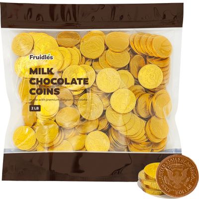Milk Chocolate Coins, Gold Half-Dollar Chocolate Coins, Made with Premium Belgian Chocolate in Bulk Packaging (2 Pounds)