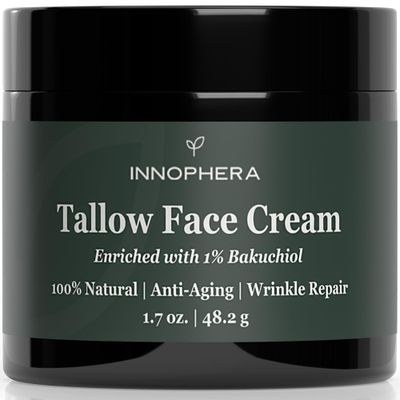 Innophera Whipped Beef Tallow Face Anti-Aging Cream With 1 Bakuchiol 100 Natural Wrinkle Repair Moisturizing Face Cream for Sensitive Skin Unscented 1.7 oz.