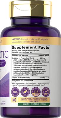 Carlyle Probiotics with Prebiotics 120 Capsules 50 Billion Active Organisms Non-GMO Gluten Free Supplement
