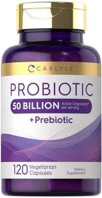 Carlyle Probiotics with Prebiotics 120 Capsules 50 Billion Active Organisms Non-GMO Gluten Free Supplement