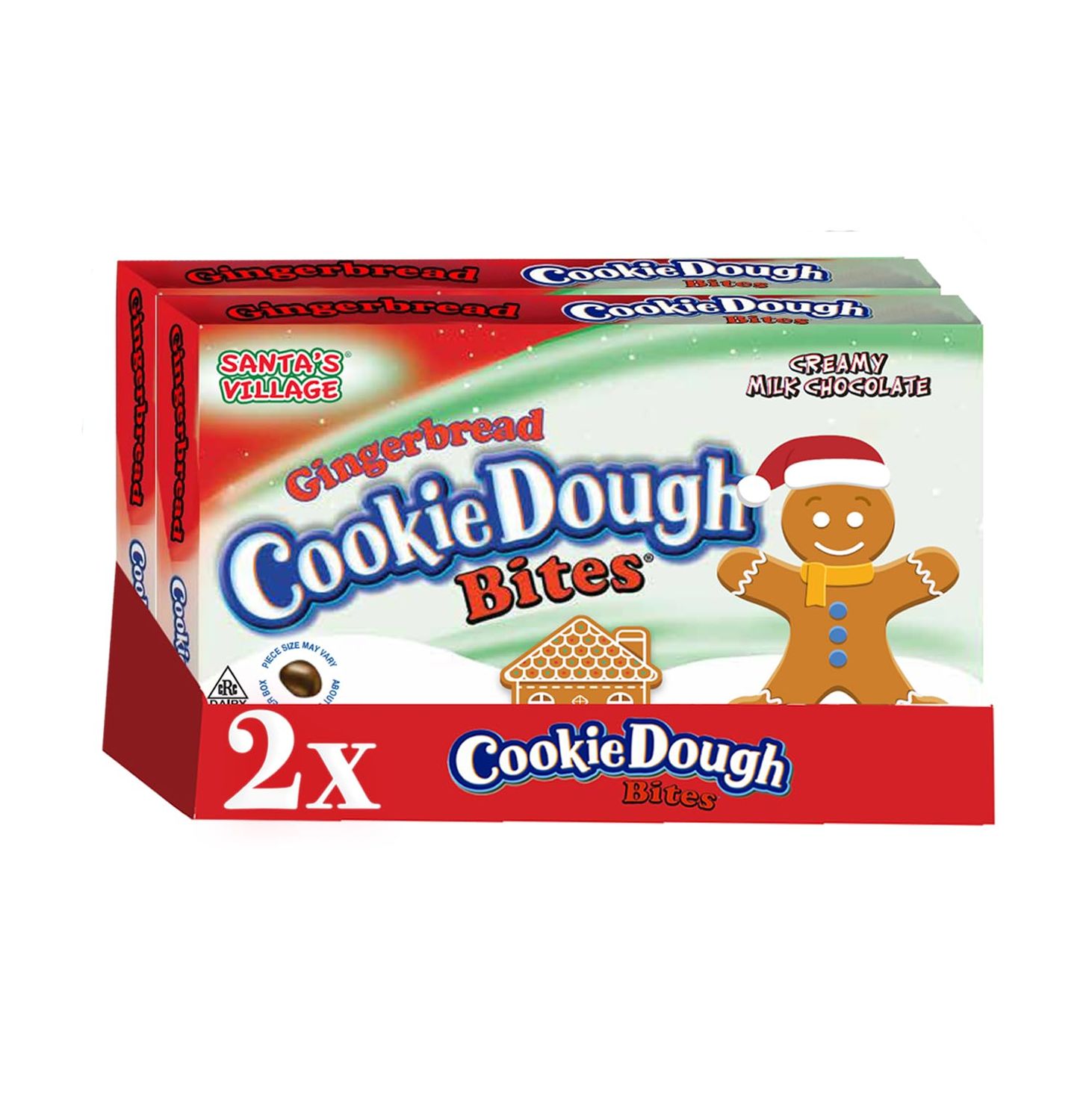 Gingerbread Cookie Dough Bites - Festive Holiday Candy, 2-Pack (3.1 oz Each), Christmas Snacks for Stockings, Gifts, and Parties