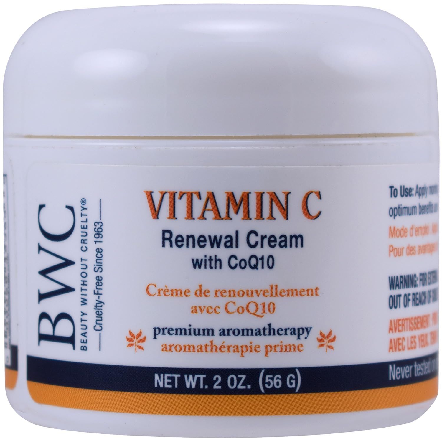 Beauty Without Cruelty Vitamin C Renewal Cream with CoQ10 - Premium Aromatherapy Face Cream, Vegan-Friendly Cruelty-Free, 2 Oz