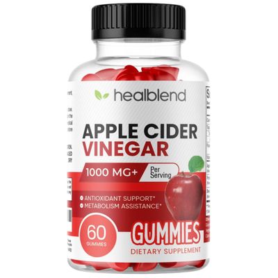 healblend Apple Cider Vinegar Gummy Vitamins 1000MG Per Serving - 60 Count- Vitamin B12, Pomegranate Beet Juice, Gelatin-Free, Gluten-Free, Vegan Non-GMO