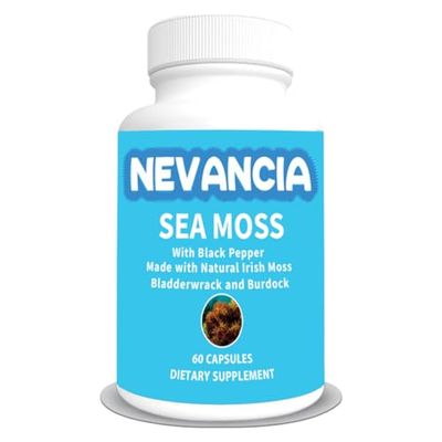 Nevancia Sea Moss Contains Irish Moss 500 mg, Bladderwrack 500 mg, Burdock Root 400 mg, Supports Metabolism, Immune Health, Gut Health Digestive Health, Energy Support, 60 Capsules, 30-Day Supply