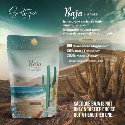 Saltique 1lb Baja Sea Salt Coarse - 4X More Minerals than Celtic Salt- Packed with 90 Minerals Helping You Stay Hydrated And Improve Electrolyte Balance-100 Unrefined - GMO-free - Paleo- Vegan