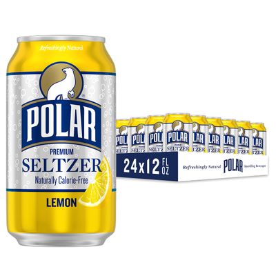 Polar Seltzer Water Lemon, 12 fl oz cans, 24 pack