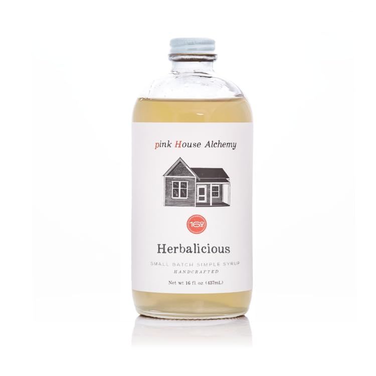 Pink House Alchemy Herbalicious Simple Syrup - 16 OZ Bottle for Coffee, Cocktail, Mocktail and Non Alcoholic Drinks, All-Natural Non-GMO (Herb, 1)
